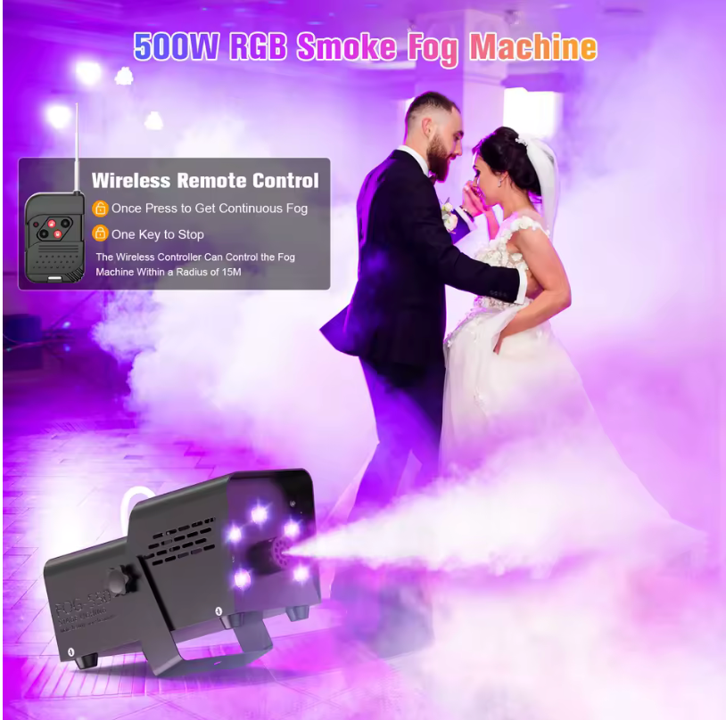 NEW Smoke Machine 500W Smoke Machine RGB Colorful 5 LEDs Fog Ejector
