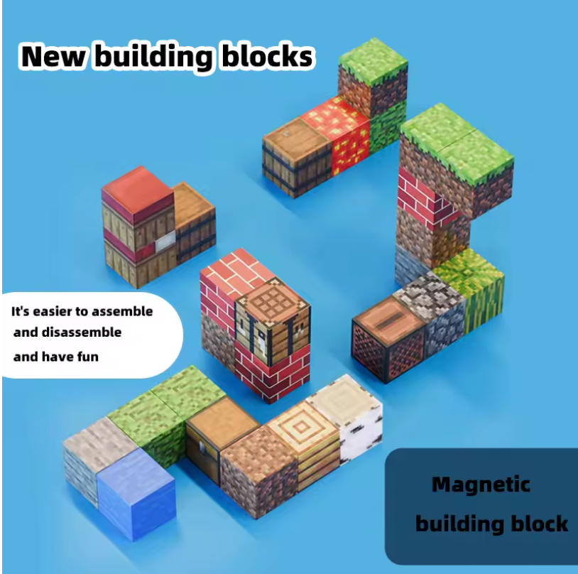 Magnetic 60PCS Building Blocks Montessori STEM Educational Sensory Toys for Mine World Kids Boys Girls 6