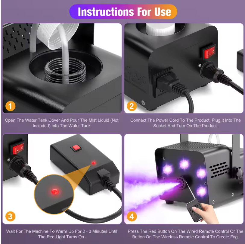 NEW Smoke Machine 500W Smoke Machine RGB Colorful 5 LEDs Fog Ejector